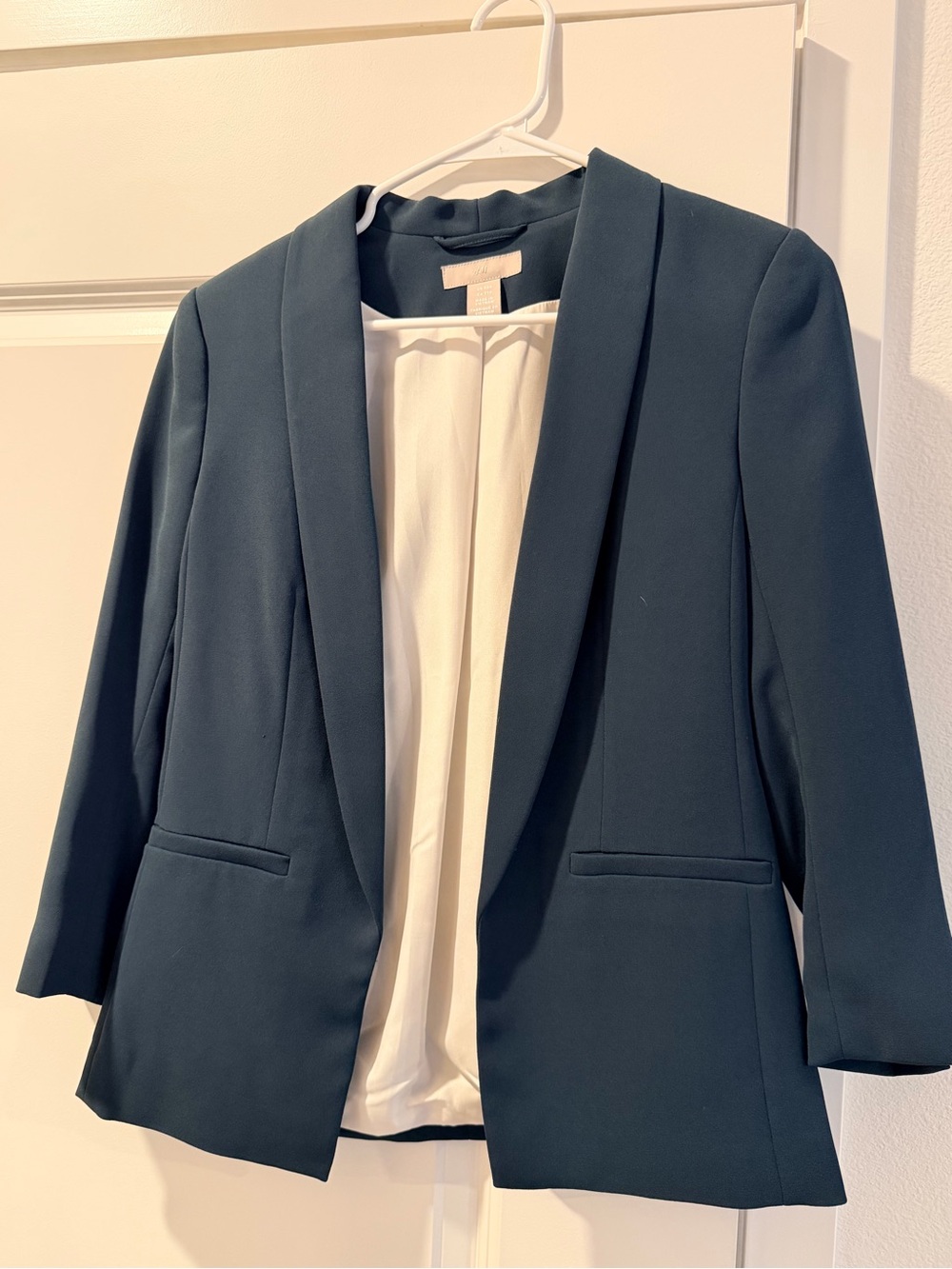 H&M Dark Teal Shawl Collar Open-Front Blazer